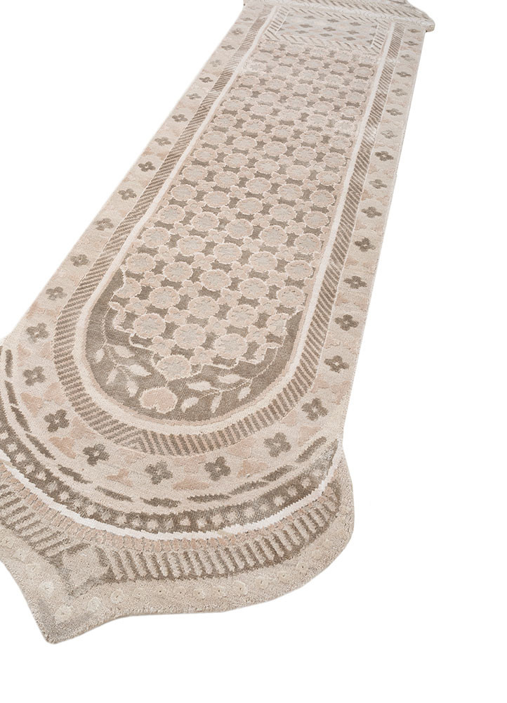 khidki beige and brown wool and bamboo silk hand knotted Rug - FoldShot