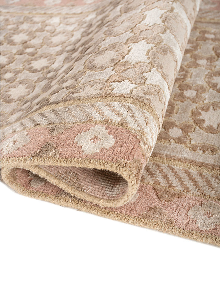 khidki ivory wool and bamboo silk hand knotted Rug - FoldShot