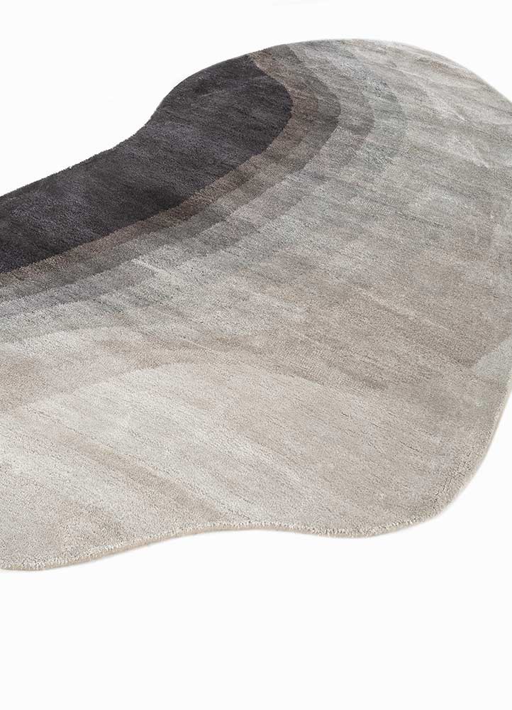azalea grey and black wool and bamboo silk hand knotted Rug - FoldShot azalea grey and black wool and bamboo silk hand knotted Rug - FoldShot