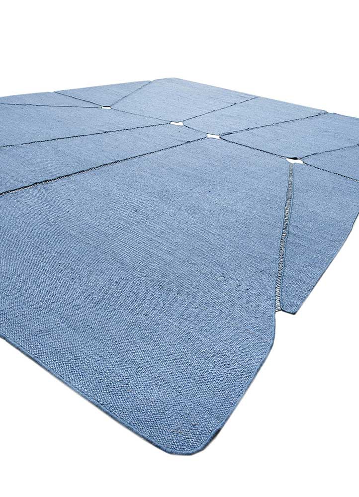 façade blue jute and hemp flat weaves Rug - FoldShot
