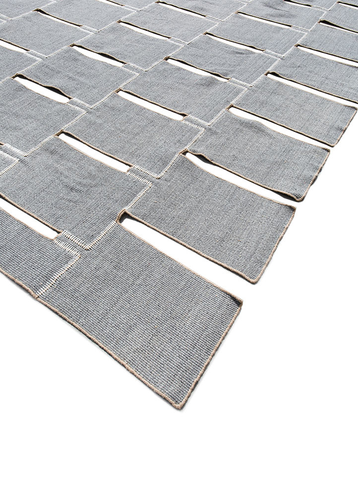 façade grey and black wool flat weaves Rug - FoldShot