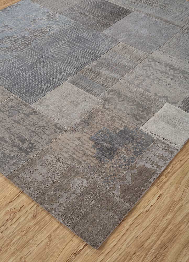 provenance grey and black wool and bamboo silk hand knotted Rug - FoldShot provenance grey and black wool and bamboo silk hand knotted Rug - FoldShot
