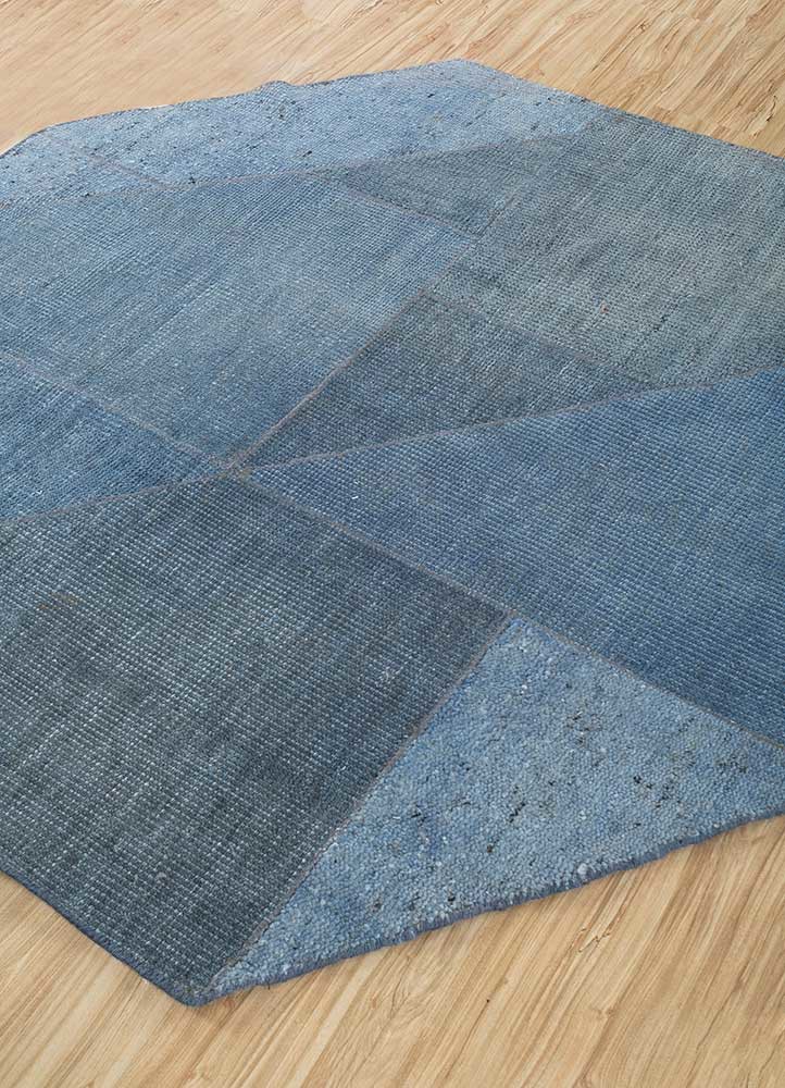 provenance blue wool hand knotted Rug - FoldShot provenance blue wool hand knotted Rug - FoldShot