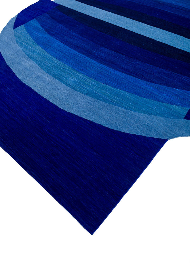 brahmaand blue wool hand knotted Rug - FoldShot