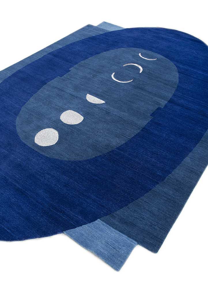 brahmaand blue wool hand knotted Rug - FoldShot