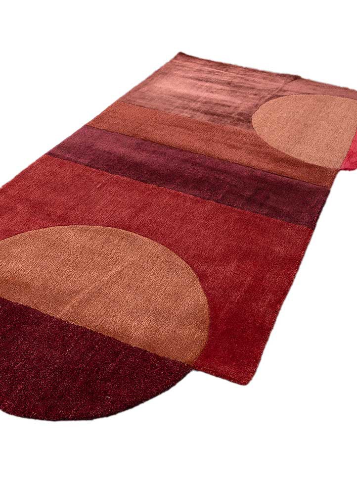 come around red and orange wool and viscose hand tufted Rug - FoldShot