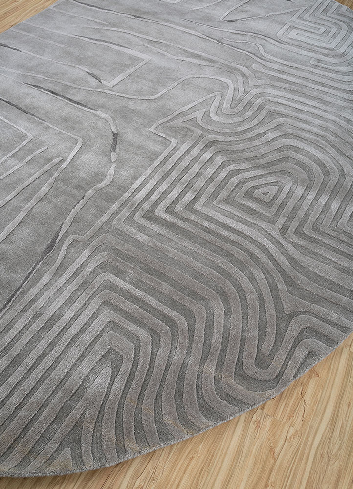 come around grey and black wool and viscose hand tufted Rug - FoldShot
