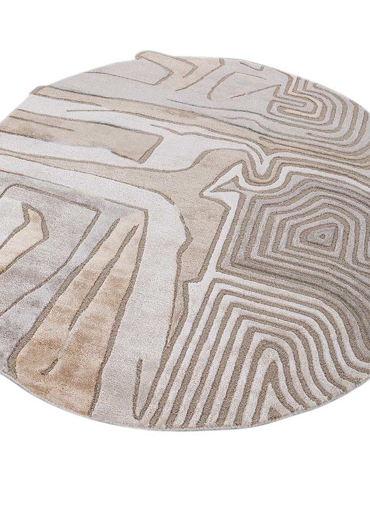 come around ivory wool and viscose hand tufted Rug - FoldShot