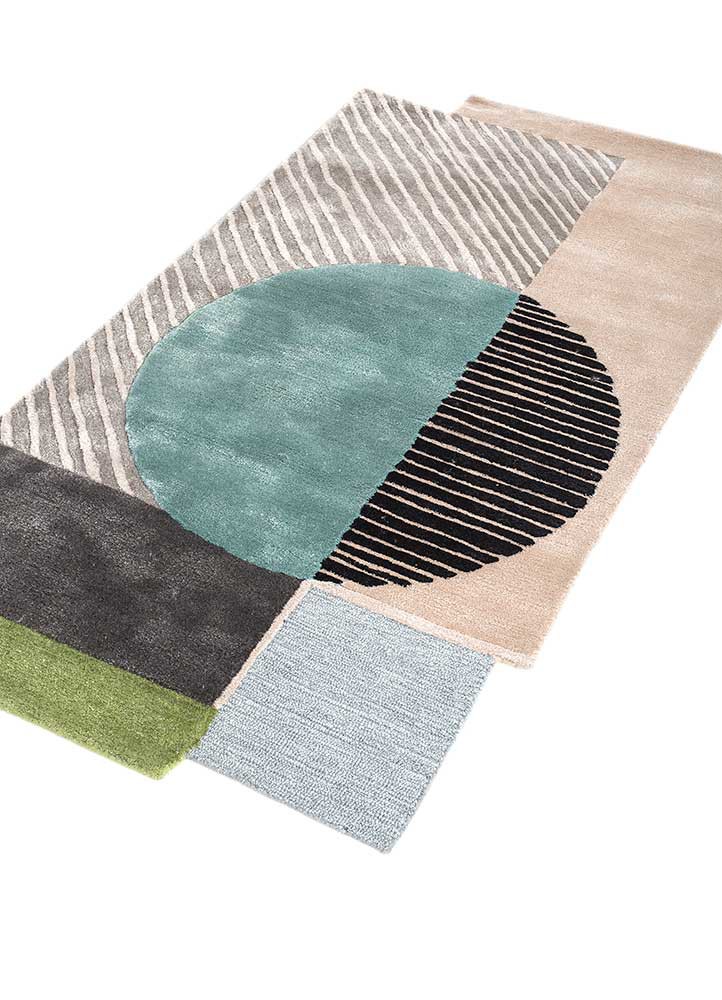 come around blue wool and viscose hand tufted Rug - FoldShot