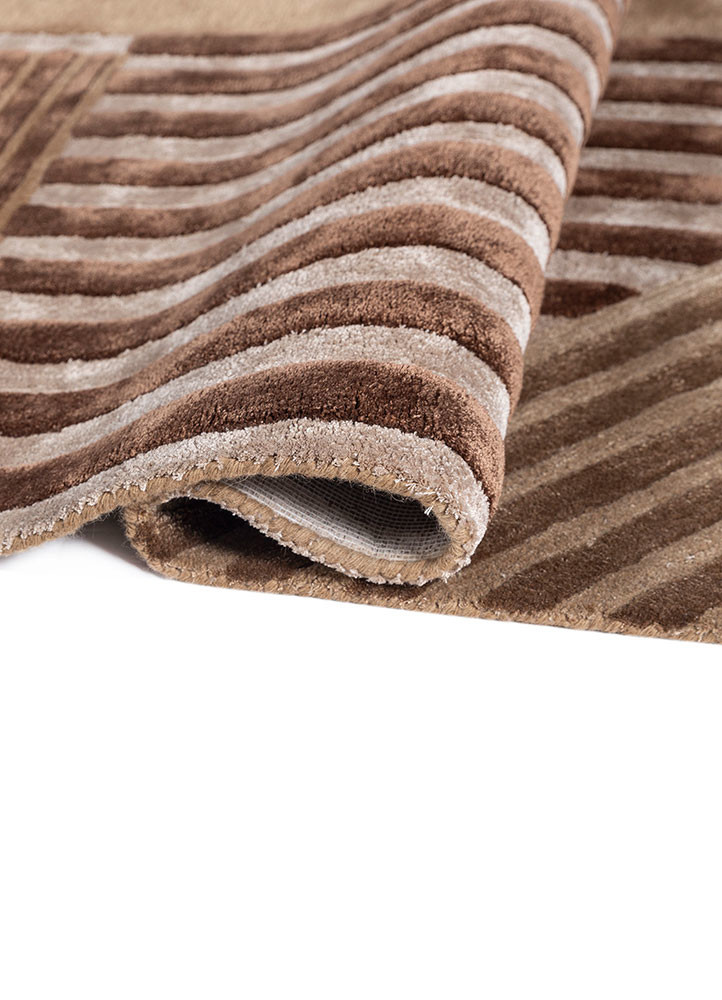 come around beige and brown wool and viscose hand tufted Rug - FoldShot come around beige and brown wool and viscose hand tufted Rug - FoldShot