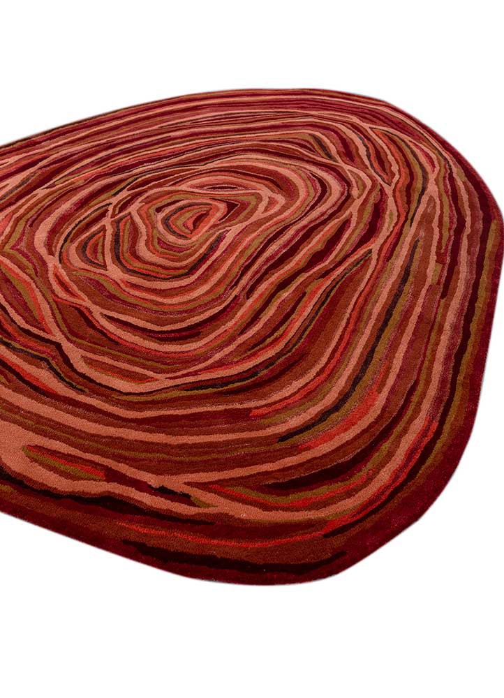 come around red and orange wool and viscose hand tufted Rug - FoldShot