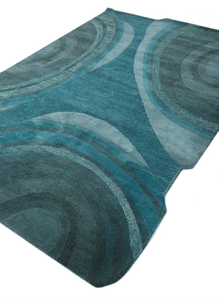 pathways blue wool and viscose hand tufted Rug - FoldShot pathways blue wool and viscose hand tufted Rug - FoldShot
