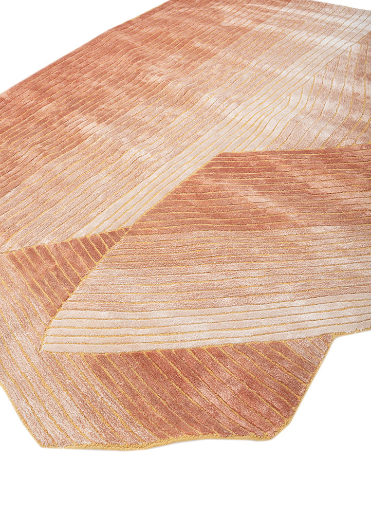 lucid red and orange wool and viscose hand tufted Rug - FoldShot