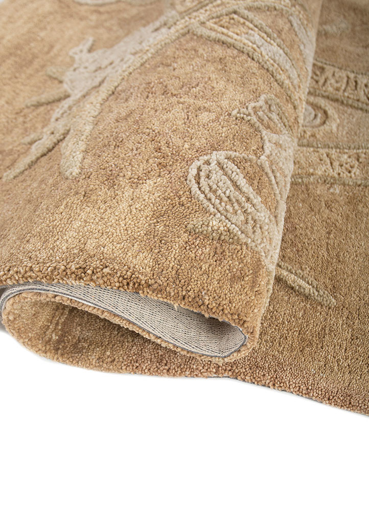 happiness beige and brown wool hand tufted Rug - FoldShot