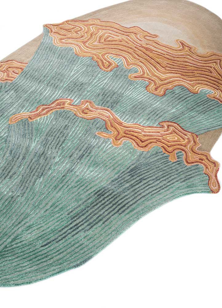 aurelia blue wool and viscose hand tufted Rug - FoldShot