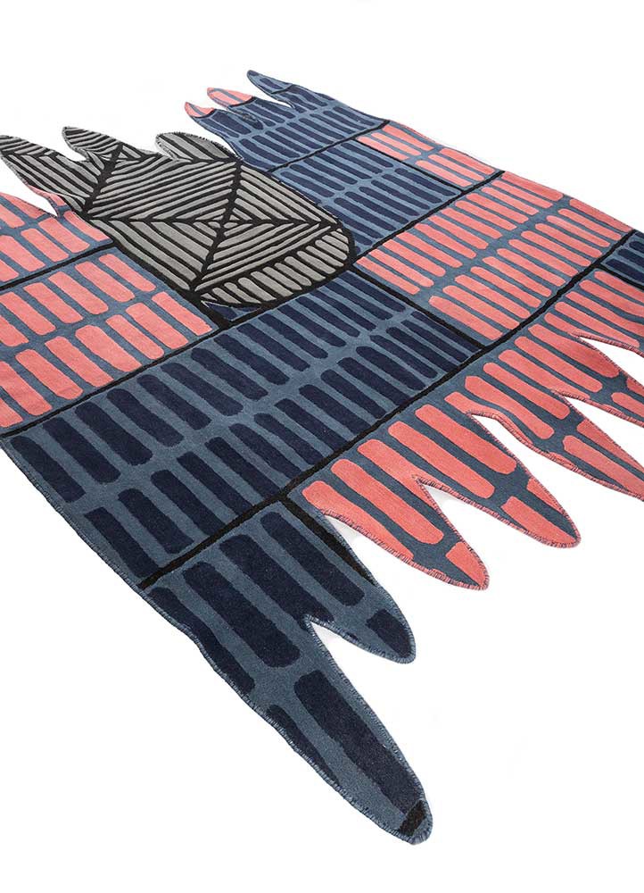 jaanwar blue wool hand tufted Rug - FoldShot