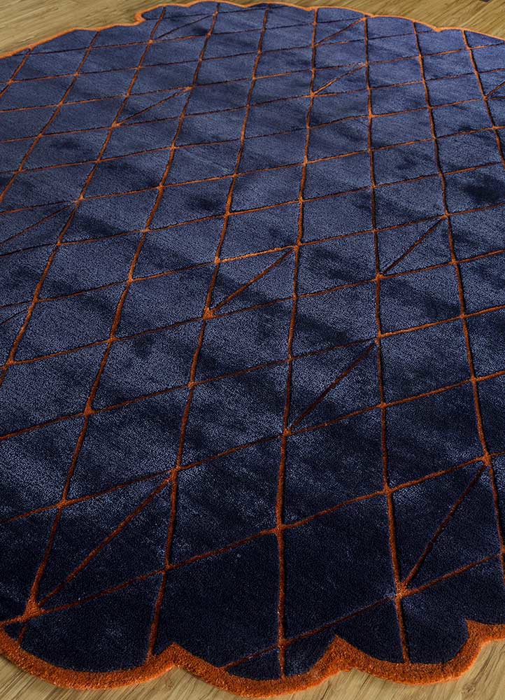 jaipur wunderkammer blue wool and viscose hand tufted Rug - FoldShot jaipur wunderkammer blue wool and viscose hand tufted Rug - FoldShot