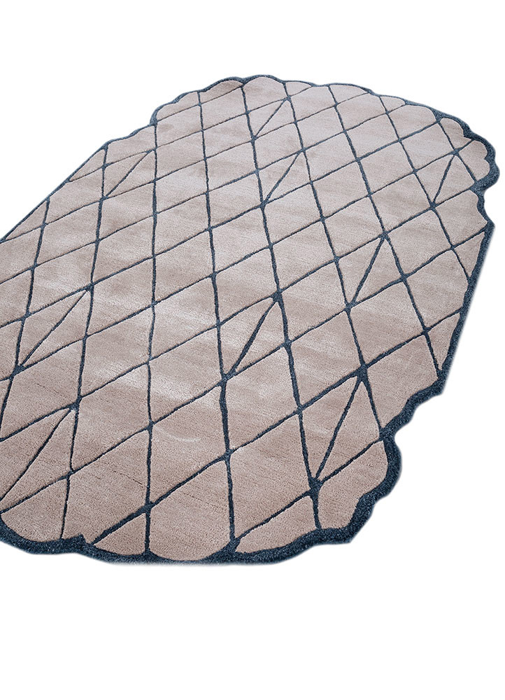 jaipur wunderkammer beige and brown wool and viscose hand tufted Rug - FoldShot