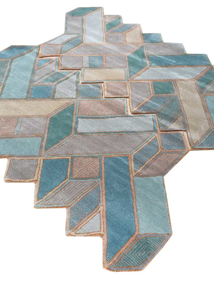 archetype blue wool and viscose hand tufted Rug - FoldShot archetype blue wool and viscose hand tufted Rug - FoldShot
