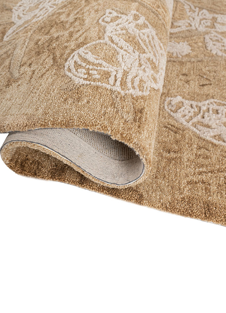 happiness beige and brown wool hand tufted Rug - FoldShot happiness beige and brown wool hand tufted Rug - FoldShot