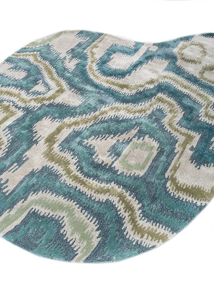 mythos blue viscose hand tufted Rug - FoldShot
