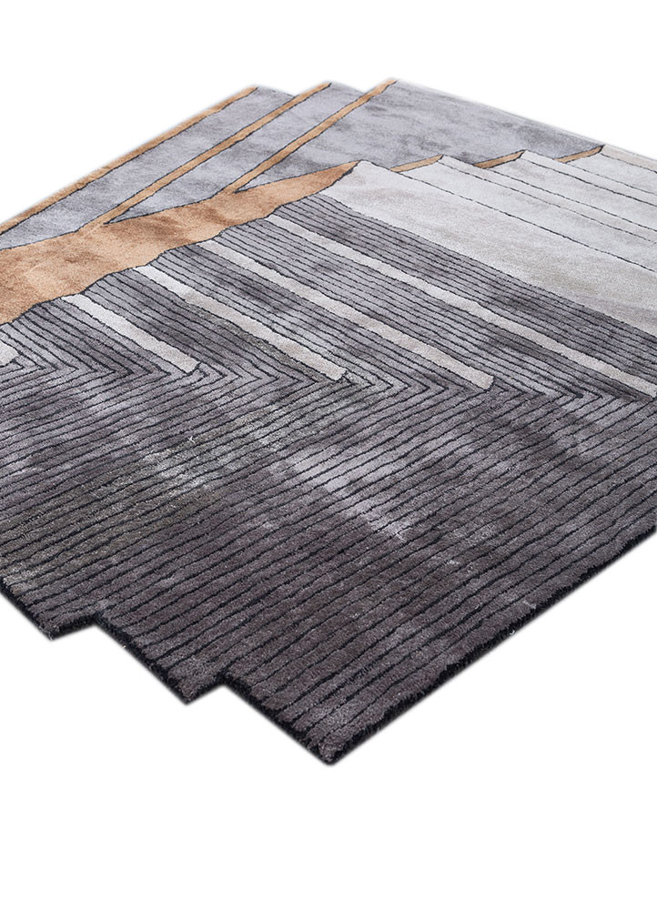 archetype grey and black wool and viscose hand tufted Rug - FoldShot archetype grey and black wool and viscose hand tufted Rug - FoldShot