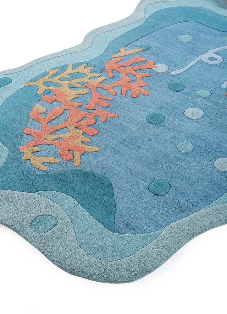 confetti blue wool hand tufted Rug - FoldShot confetti blue wool hand tufted Rug - FoldShot