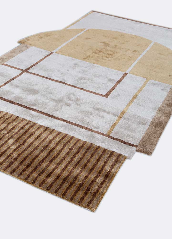 come around beige and brown viscose hand tufted Rug - FoldShot come around beige and brown viscose hand tufted Rug - FoldShot
