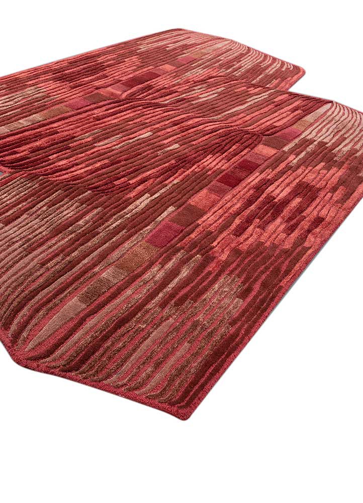 lucid red and orange wool and viscose hand tufted Rug - FoldShot