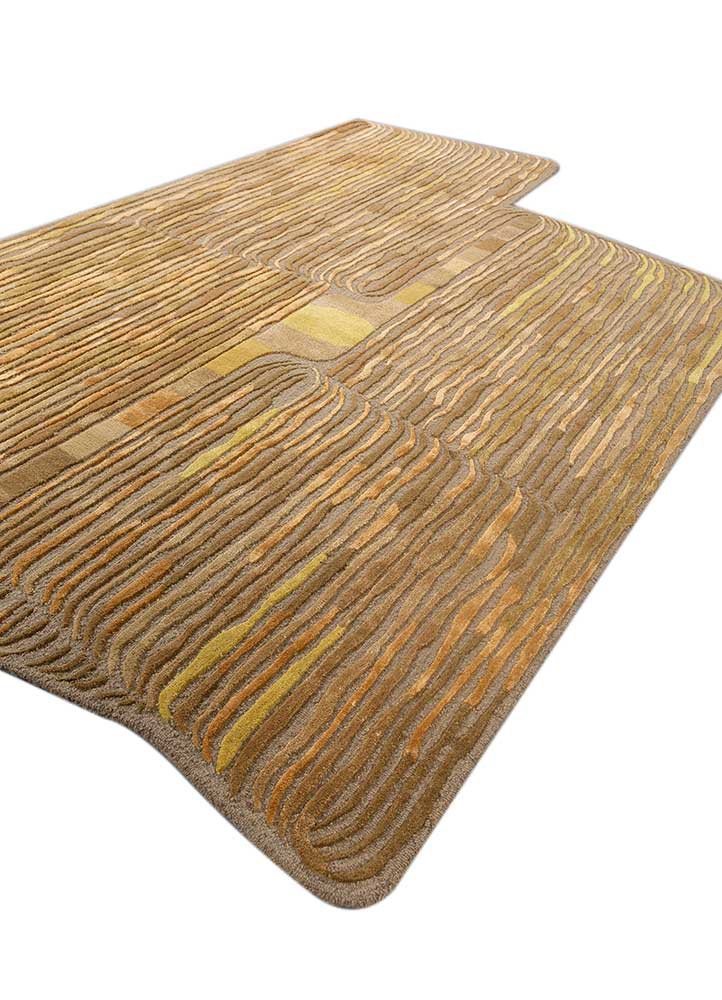 lucid beige and brown wool and viscose hand tufted Rug - FoldShot