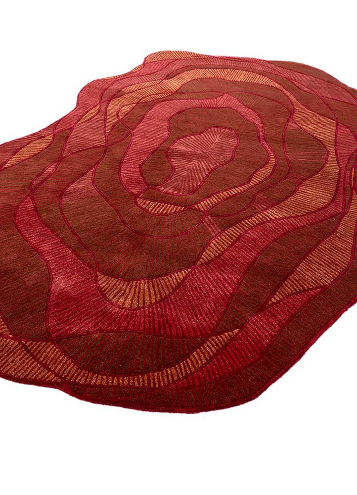 adrift red and orange wool and viscose hand tufted Rug - FoldShot