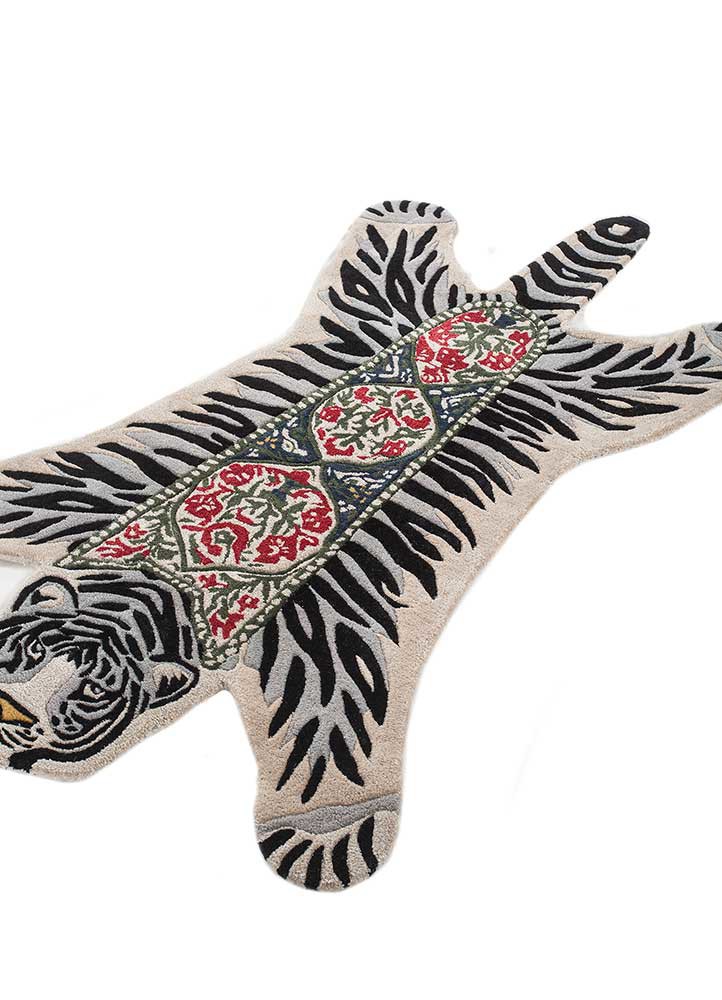 wild wanderlust ivory wool and viscose hand tufted Rug - FoldShot