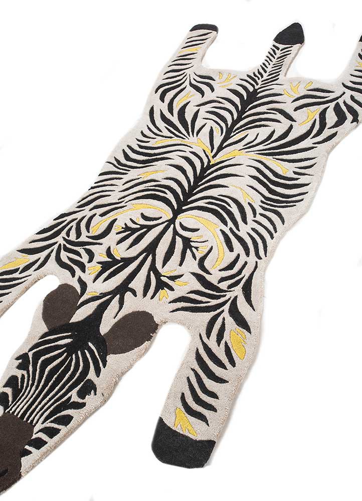 wild wanderlust ivory wool and viscose hand tufted Rug - FoldShot