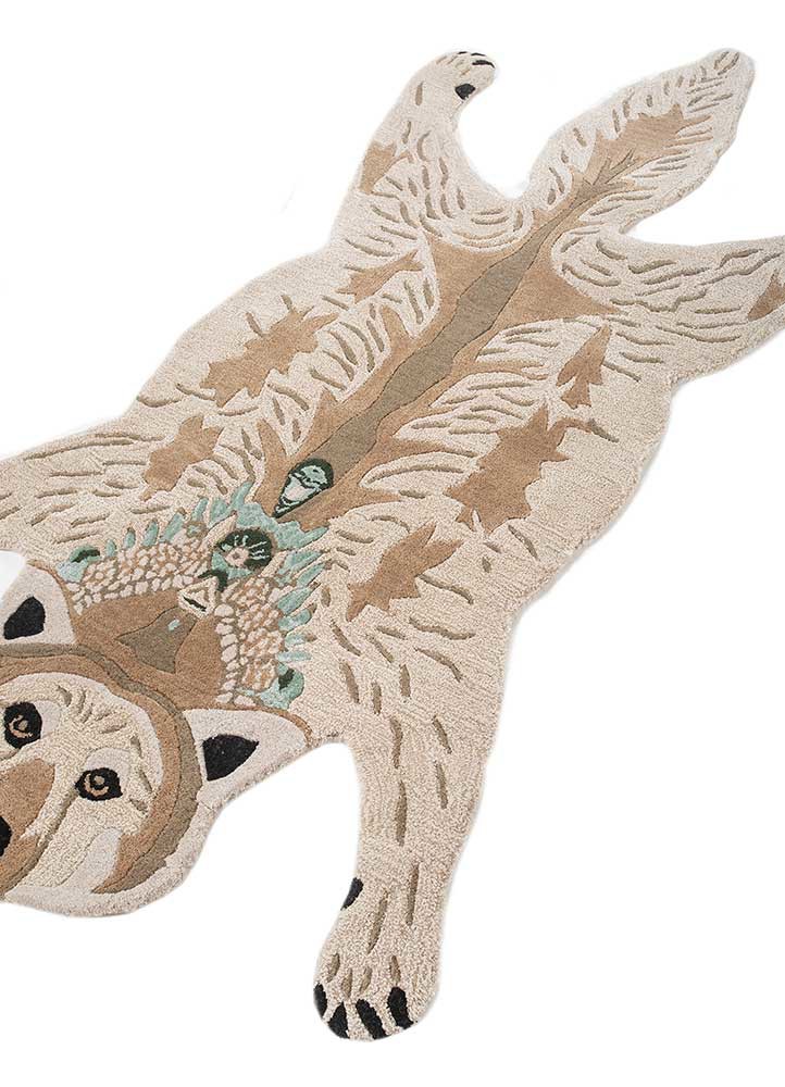 wild wanderlust beige and brown wool and viscose hand tufted Rug - FoldShot
