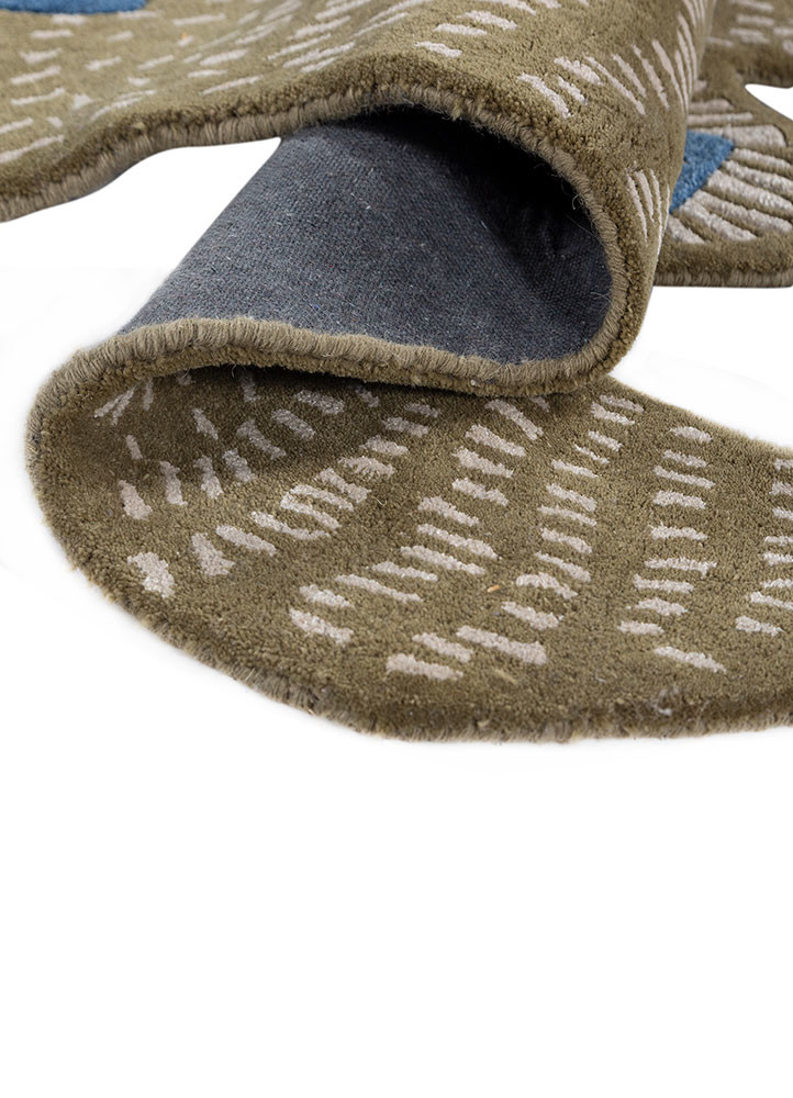 wild wanderlust green wool and viscose hand tufted Rug - FoldShot