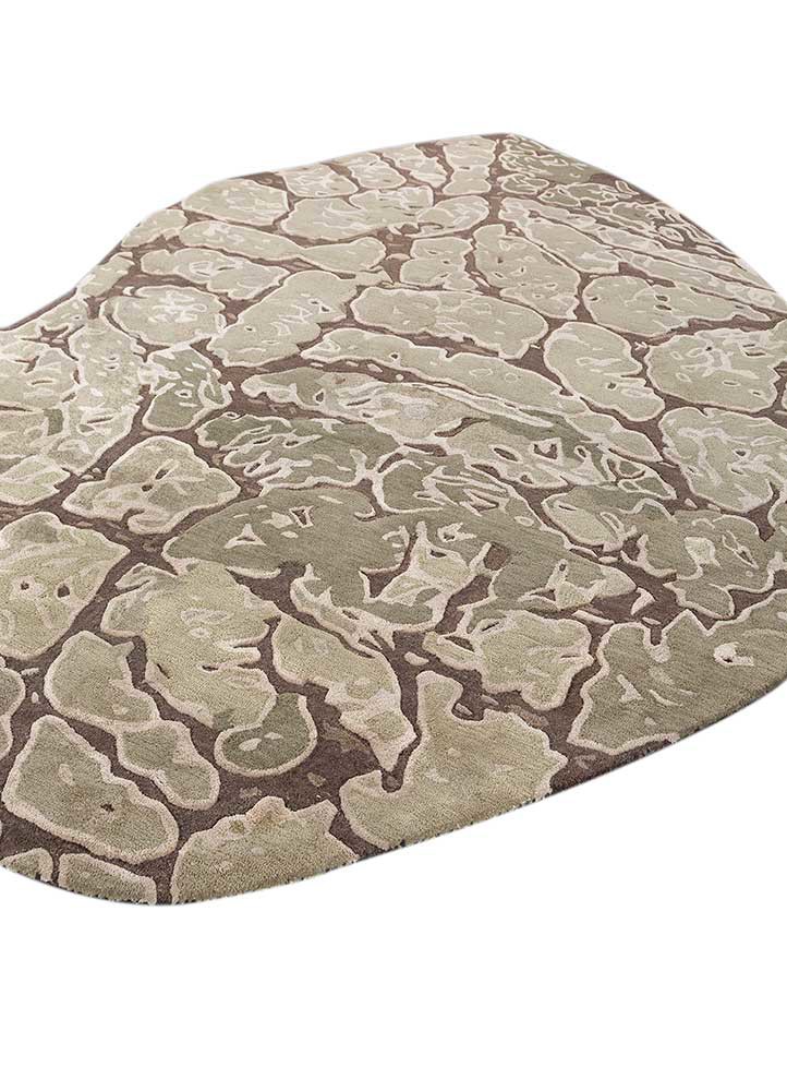 lucid beige and brown wool and viscose hand tufted Rug - FoldShot