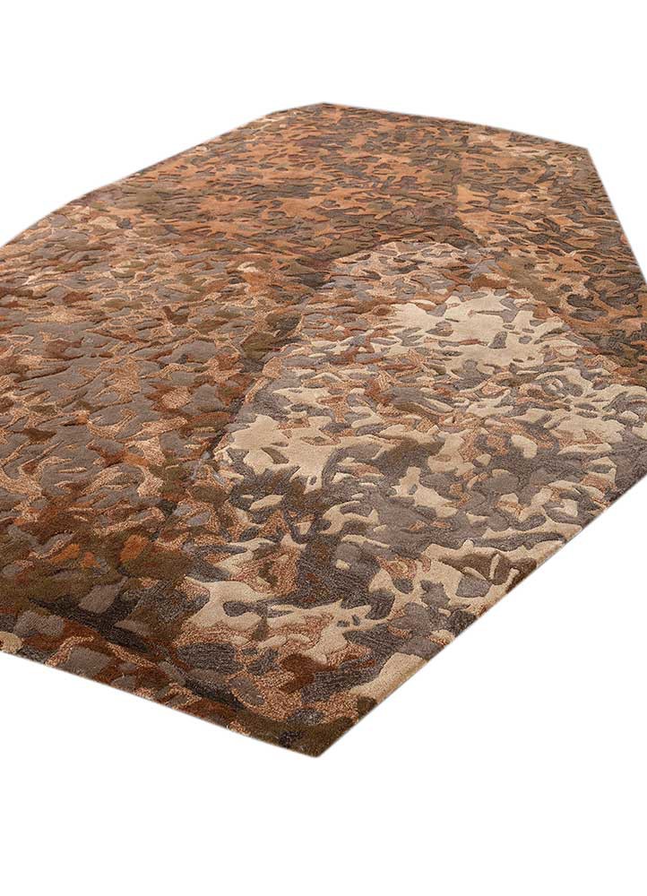 lucid red and orange wool and viscose hand tufted Rug - FoldShot