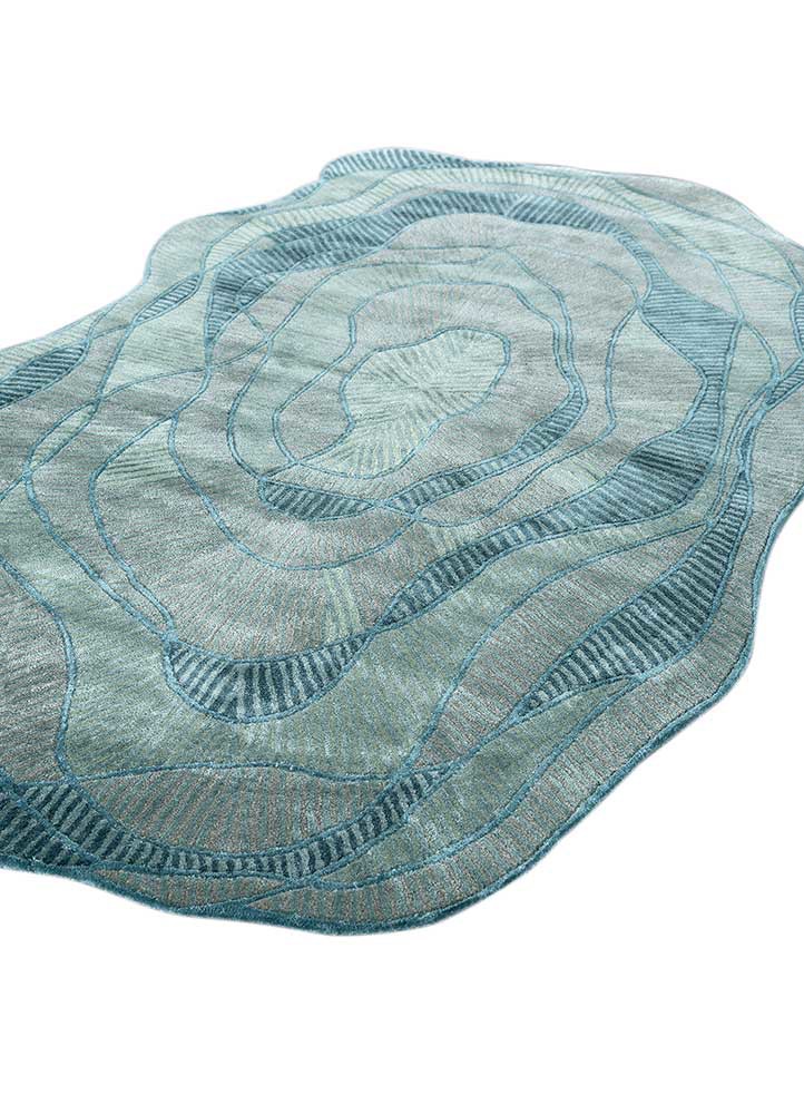adrift blue wool and viscose hand tufted Rug - FoldShot