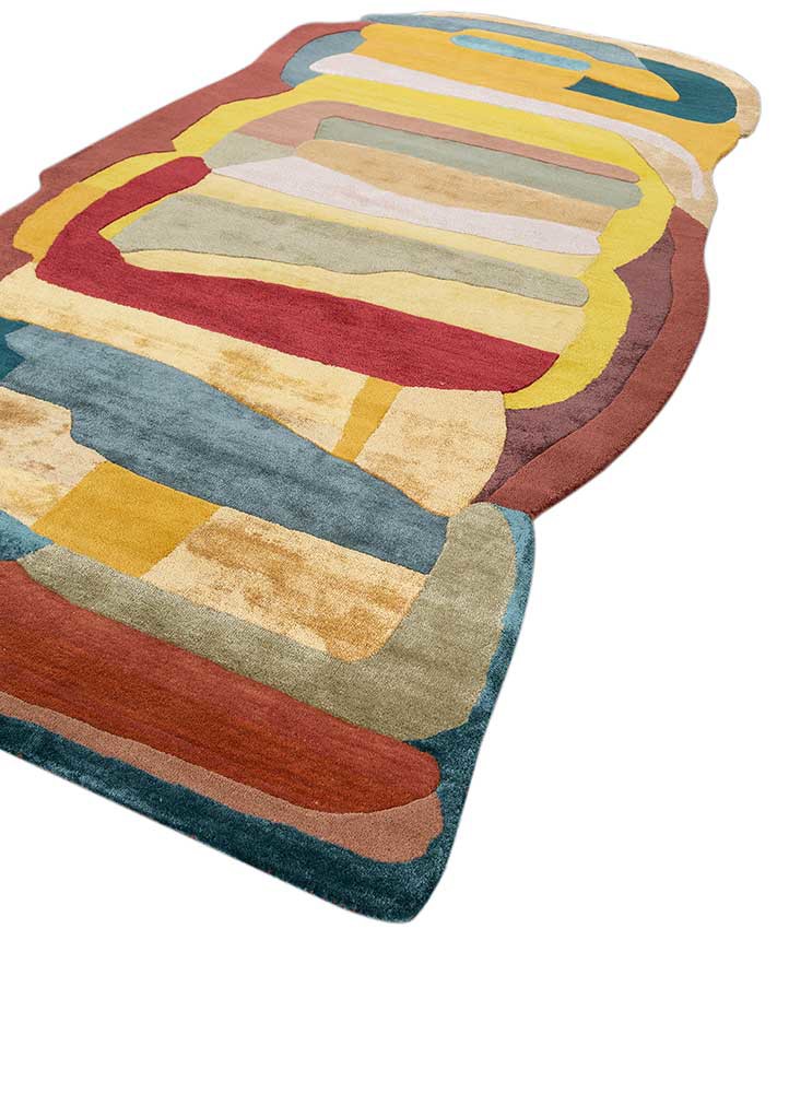 joy gold wool and viscose hand tufted Rug - FoldShot