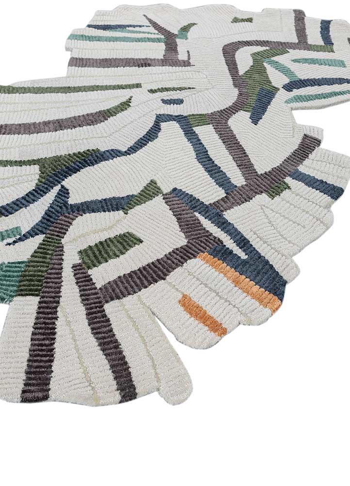 checkers ivory wool and viscose  Rug - FoldShot