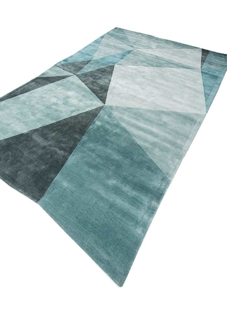 come around blue viscose hand tufted Rug - FoldShot