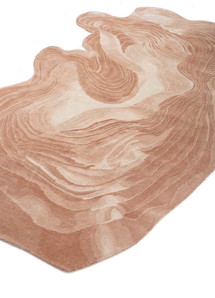 lucid beige and brown wool hand tufted Rug - FoldShot