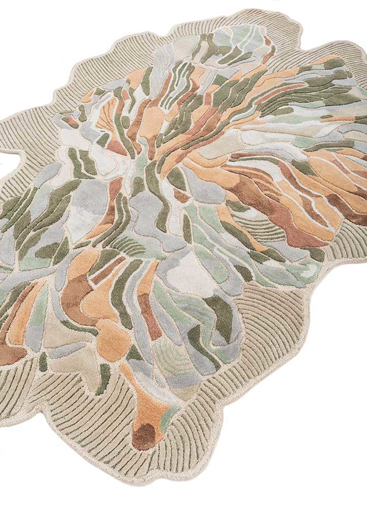 aurelia beige and brown wool and viscose hand tufted Rug - FoldShot aurelia beige and brown wool and viscose hand tufted Rug - FoldShot