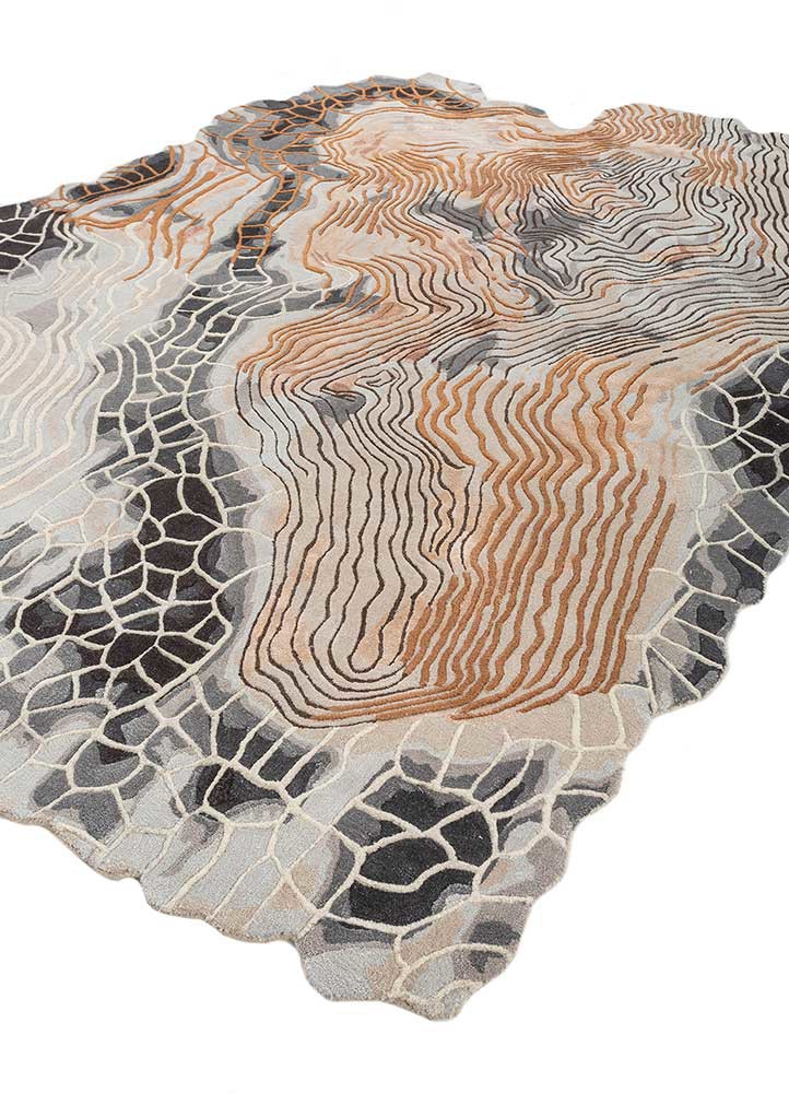 aprezo ivory wool and viscose hand tufted Rug - FoldShot aprezo ivory wool and viscose hand tufted Rug - FoldShot