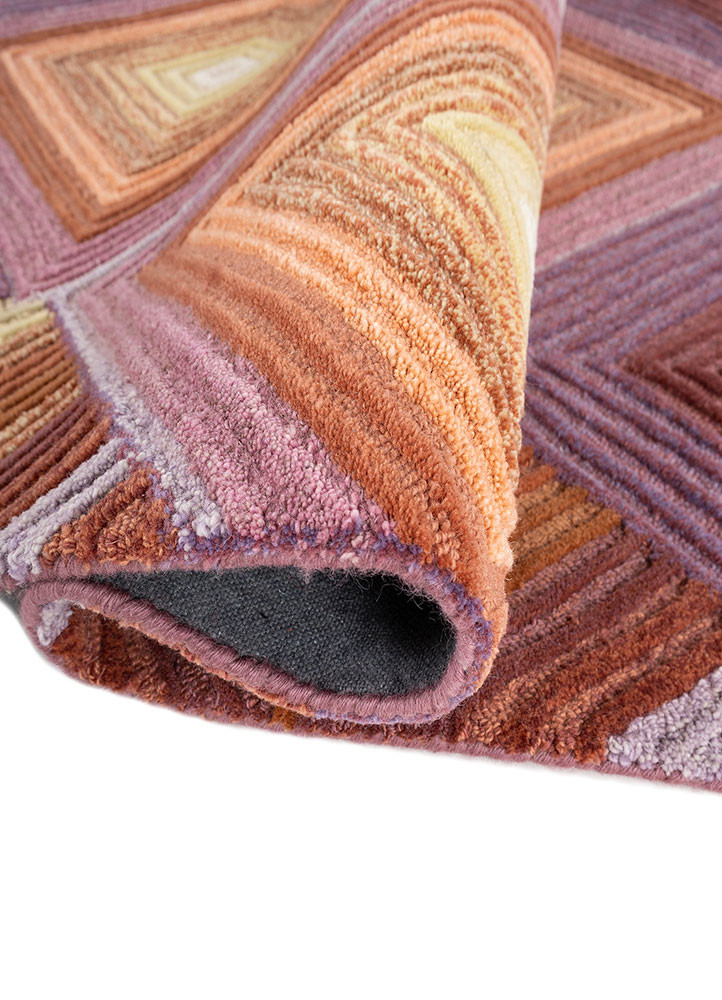 caliedo red and orange wool hand tufted Rug - FoldShot