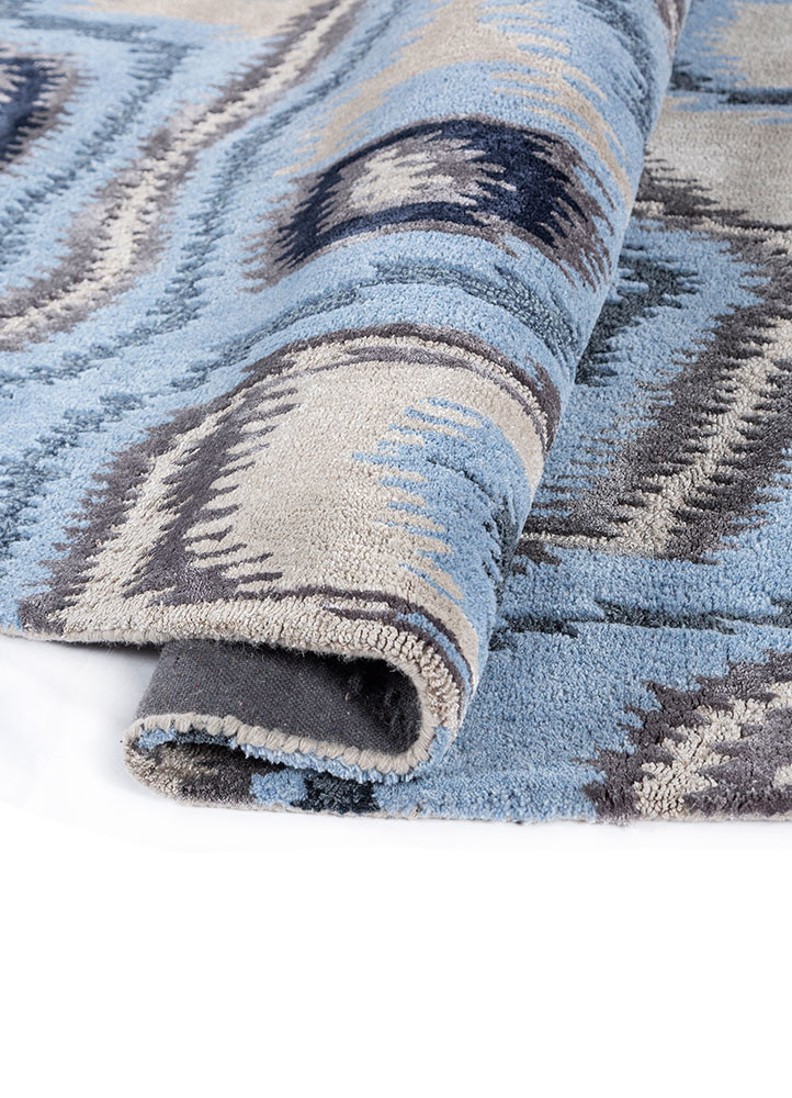 mythos blue wool and viscose hand tufted Rug - FoldShot