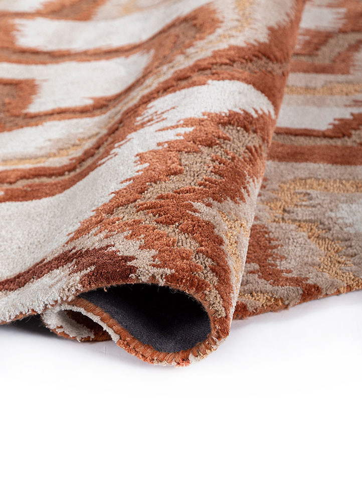 mythos red and orange wool and viscose hand tufted Rug - FoldShot