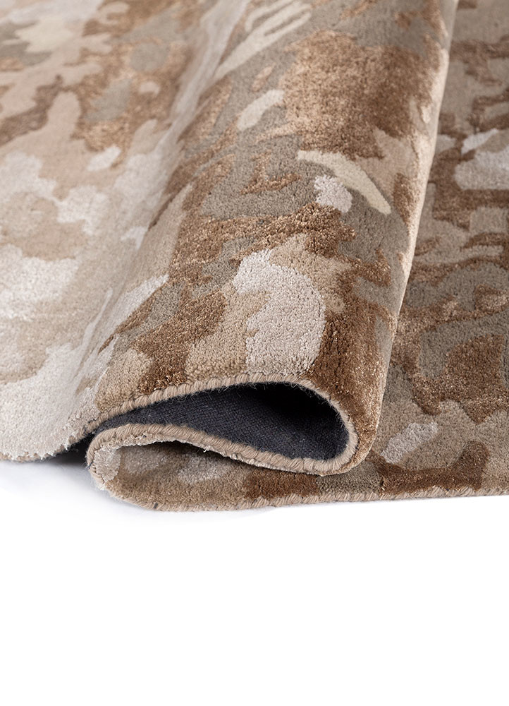 white noise beige and brown wool and viscose hand tufted Rug - FoldShot