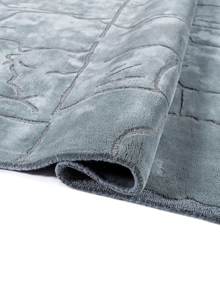 pathways blue wool and viscose hand tufted Rug - FoldShot pathways blue wool and viscose hand tufted Rug - FoldShot
