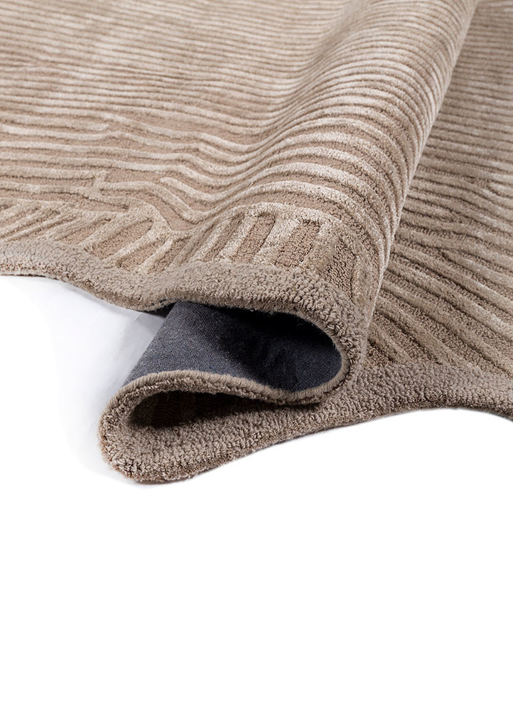 aprezo beige and brown wool and viscose hand tufted Rug - FoldShot aprezo beige and brown wool and viscose hand tufted Rug - FoldShot